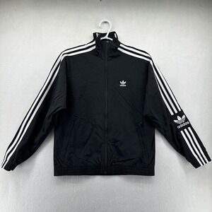 Adidas Originals Track Windbreaker Jacket Mens Medium Black 3-Stripes Trefoil